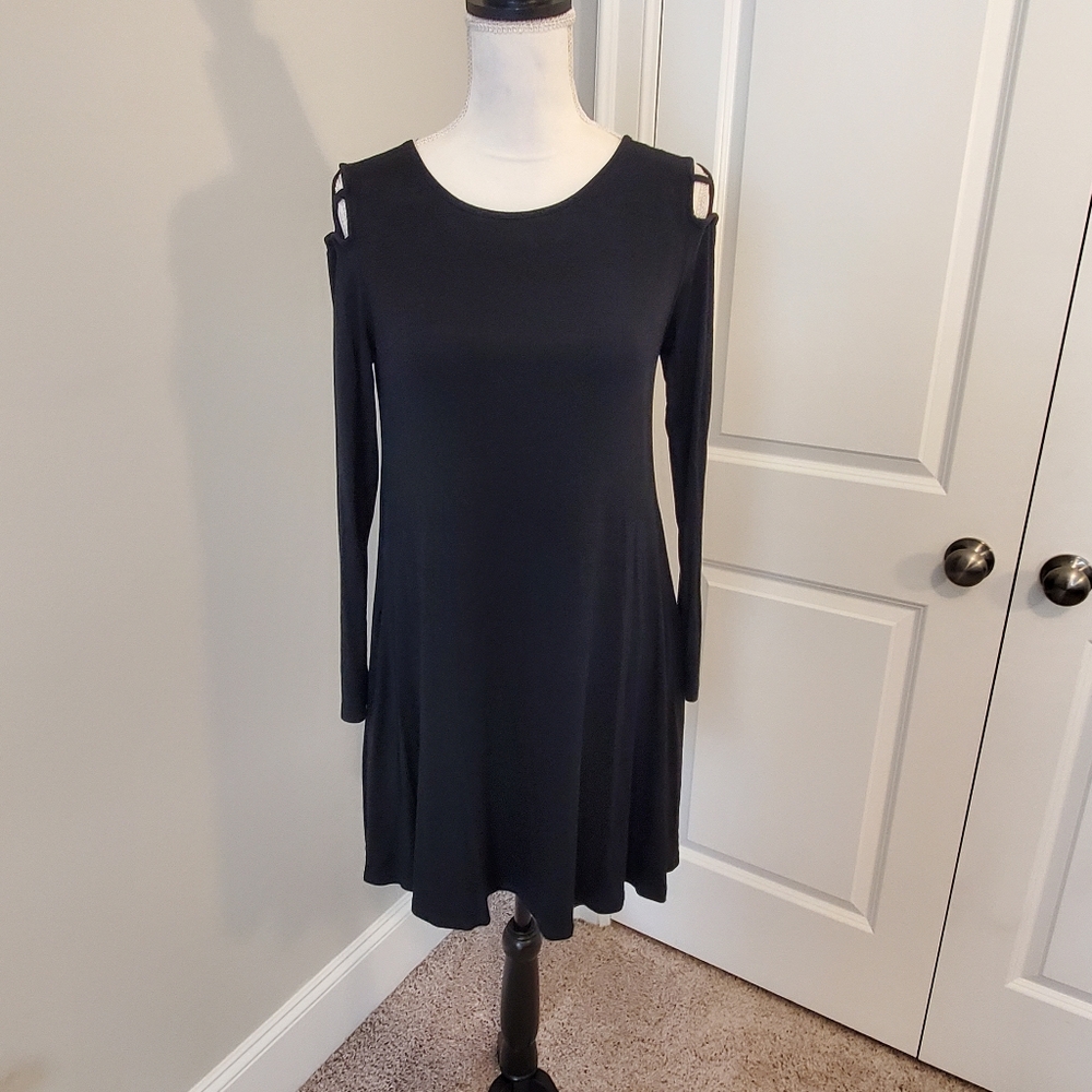 Black long sleeve Swing Dress